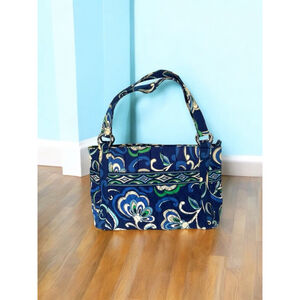 Vera Bradley Mediterranean, blue zip, quilted tote bag purse Retired